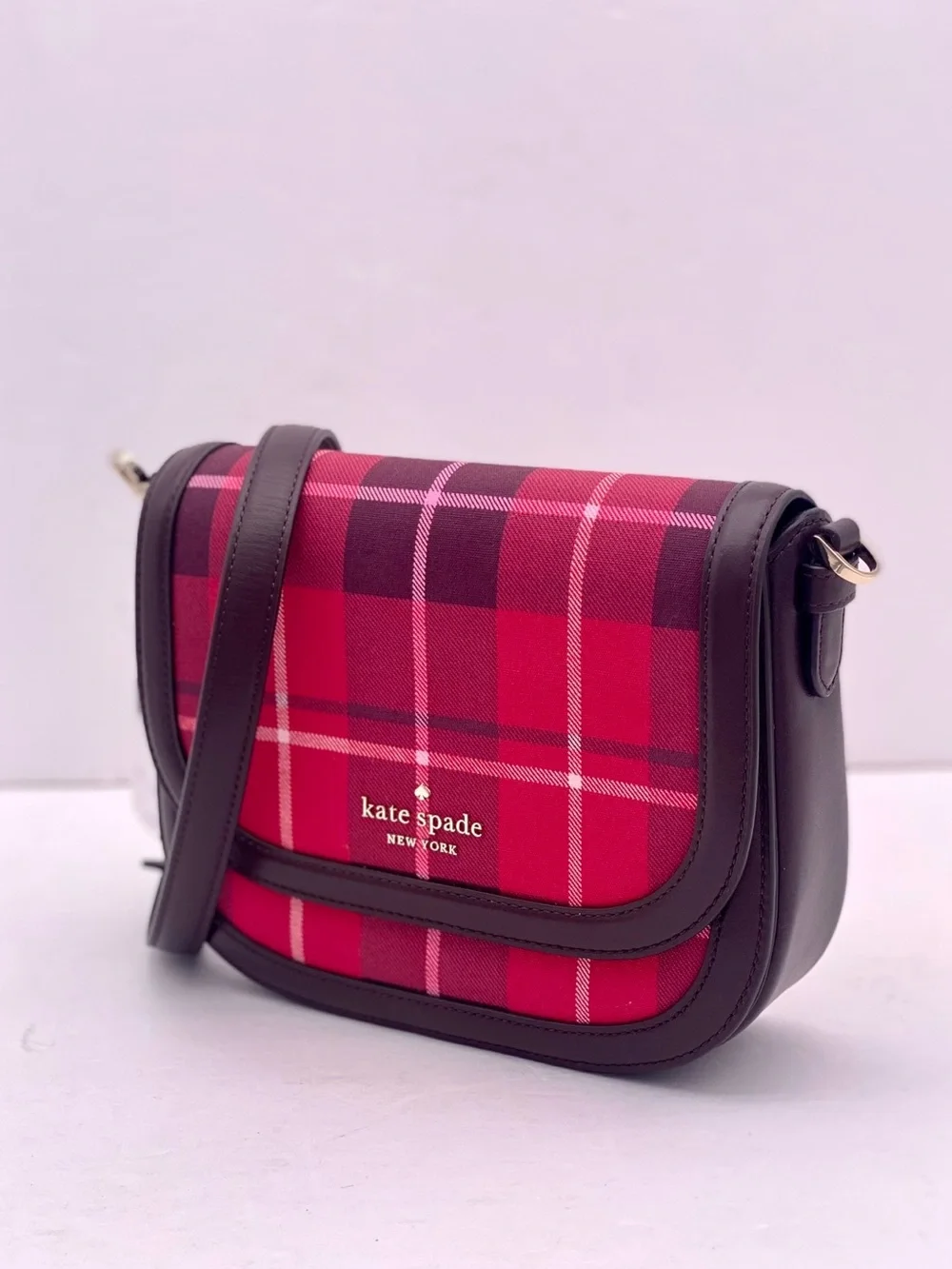 Kate Spade New York BLAKE PLAID SADDLE  CROSSBODY BAG